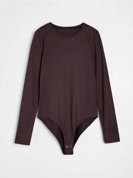 Боді з довгим рукавом карміновий