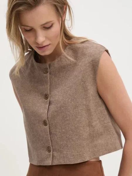 Answear Lab kamizelka oversize brązowy