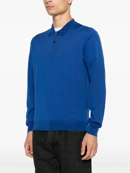 Lung tricou polo John Smedley albastru
