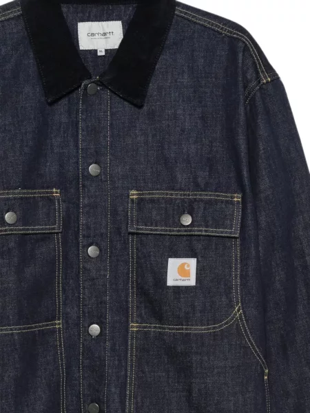Manšestrová s límcem košile Carhartt Wip modrá