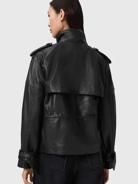 Шкіряна куртка AllSaints демісезонна чорний