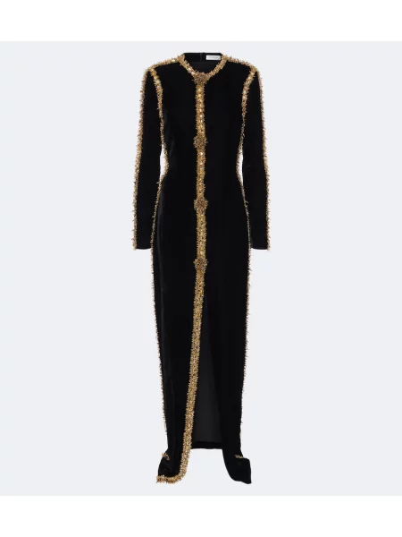 Sametové šaty Balmain černé
