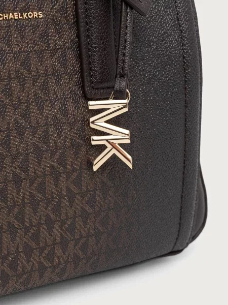 Torebka crossbody Michael Kors z logo skórzana brązowa