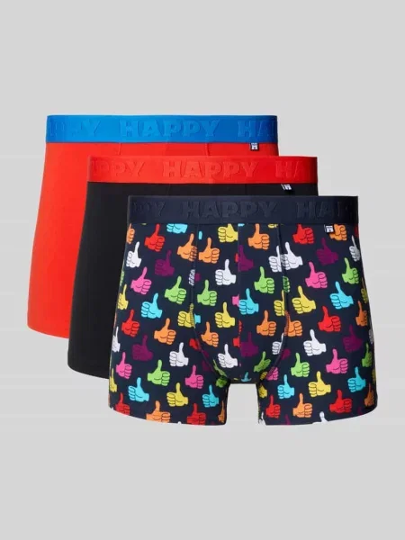 Majtki z elastycznym z logo w zestawie 3 szt. Happy Socks czarne