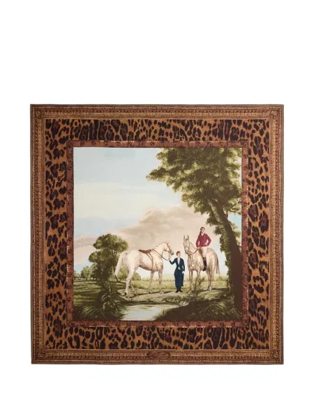 Fular Ralph Lauren Collection de mătase cu imagine maro