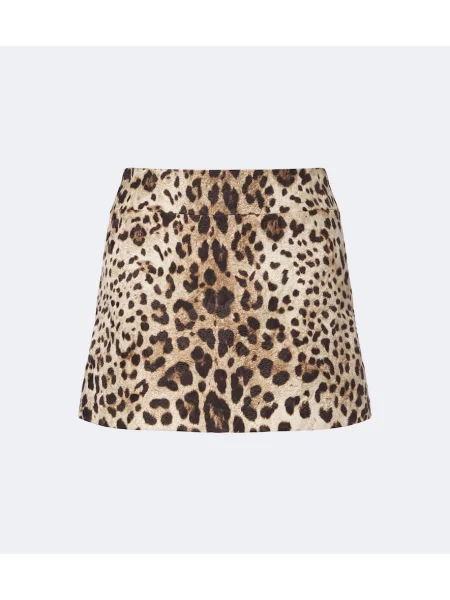 Fustă Dolce&gabbana de mătase cu imagine cu model leopard maro