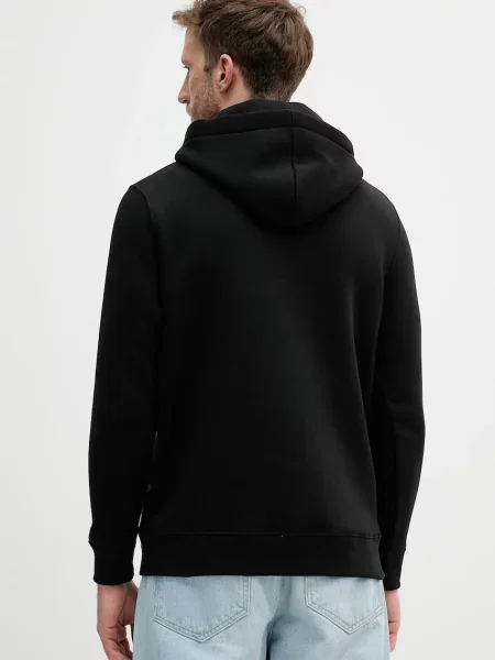 Mikina Alpha Industries s kapucí s potiskem černá