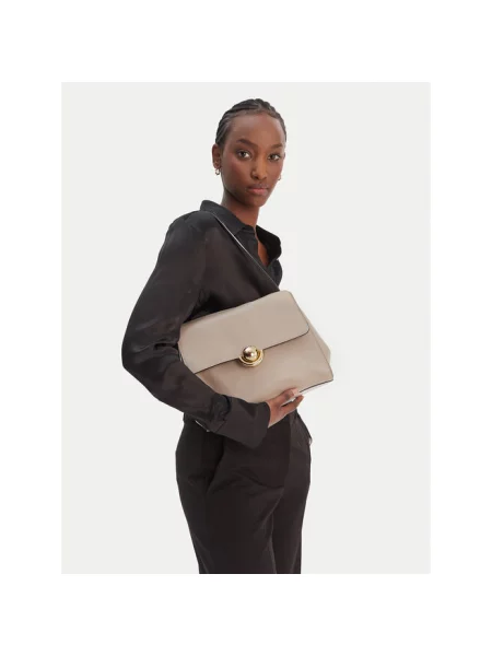 Furla torebka skórzana Domus S Shoulder Bag beżowa