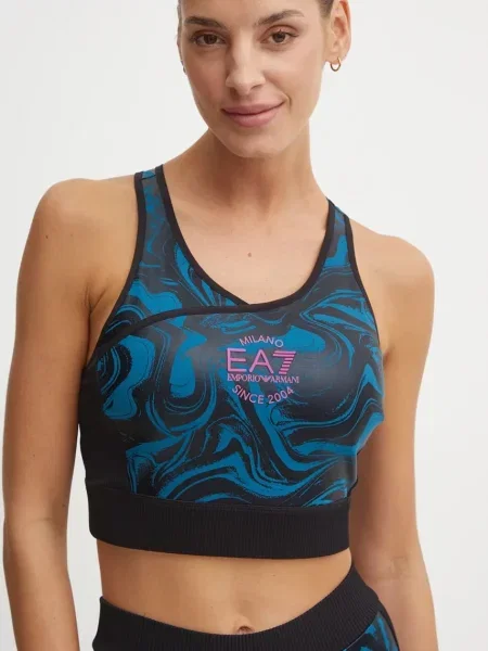 Спортен сутиен Emporio Armani с десен синьо