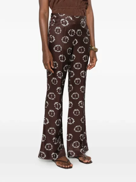 Pantaloni palazzo Sandro cu model floral cu imagine maro