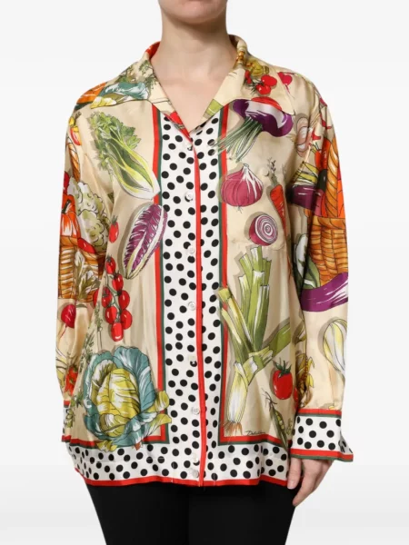 Cămașă Dolce & Gabbana de mătase cu imagine