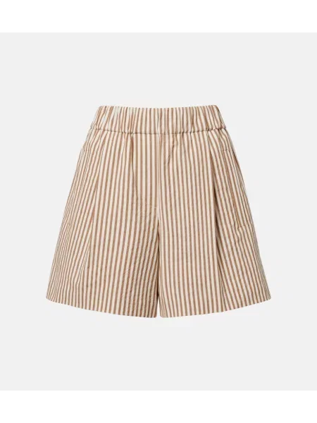 Pantaloni scurți Brunello Cucinelli cu dungi bej