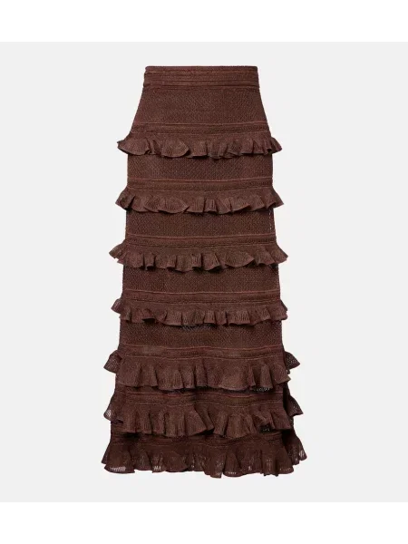 Maksi spódnica maxi Zimmermann z falbankami brązowa