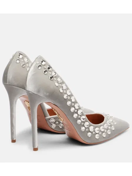 Pantofi cu toc Aquazzura de catifea gri