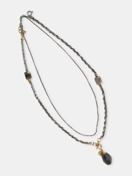 Answear.LAB colier din labradorit lucrat manual din argint placat cu aur gri