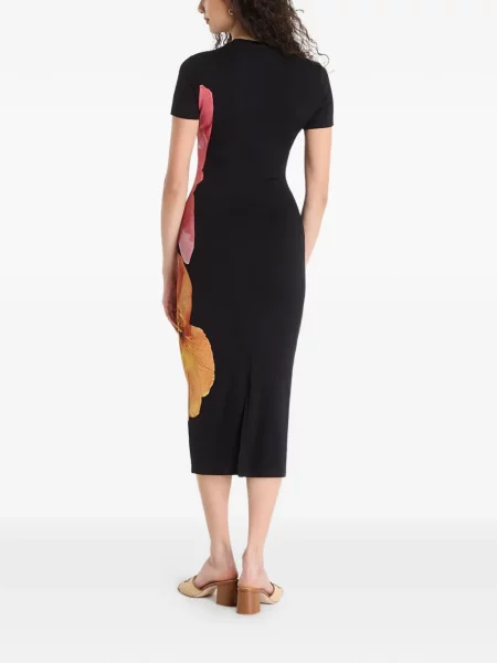 Rochie midi Desigual cu model floral cu imagine negru