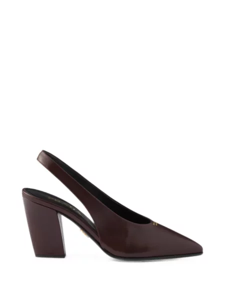 Pantofi cu toc Prada din piele slingback maro