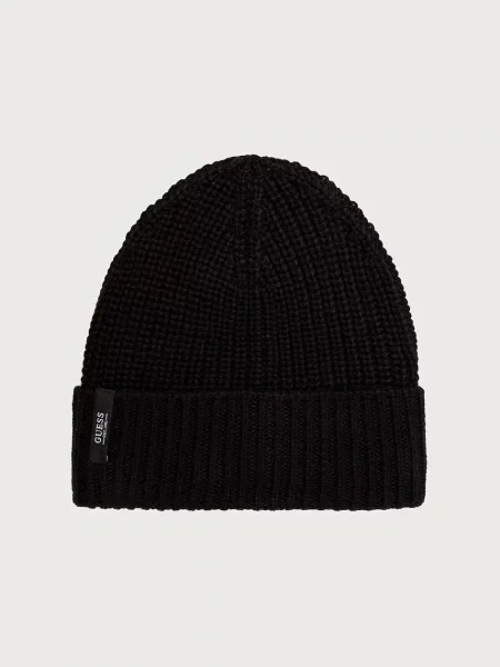 Guess čiapka beanie pánska s vlnou čierna