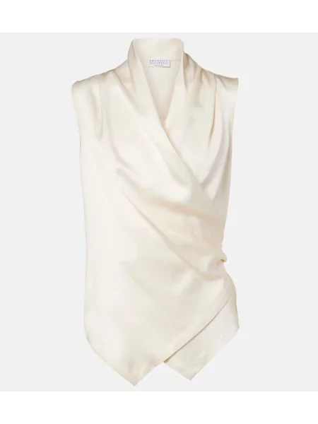 Top Brunello Cucinelli de mătase alb