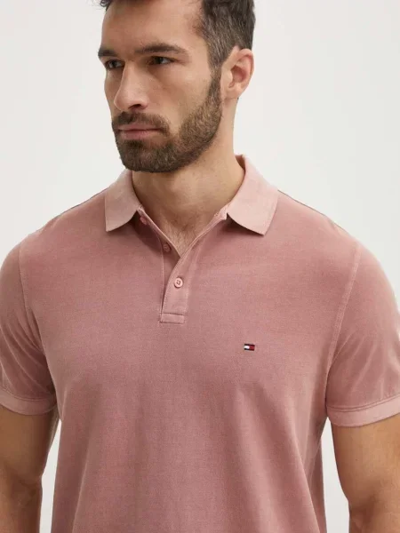 Bombažen polo Tommy Hilfiger roza