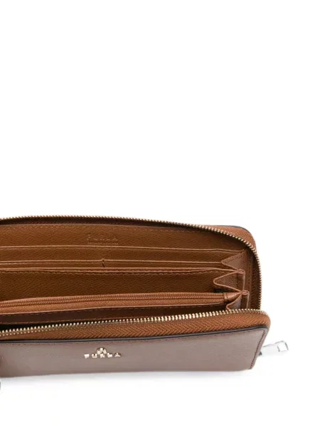 Portofel Furla din piele cu autograf maro