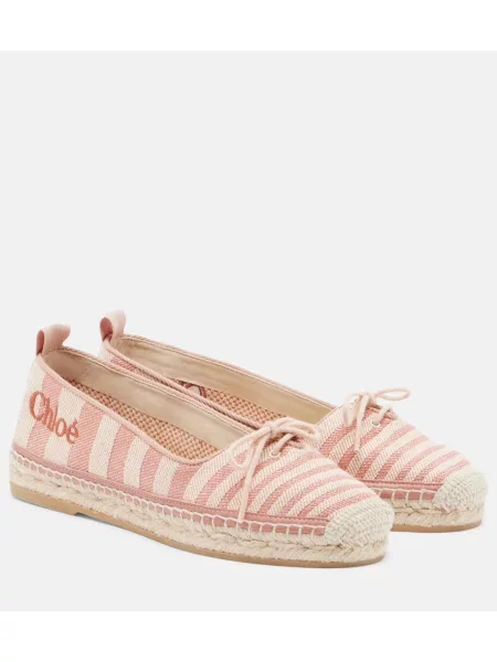 Espadrile Chloé cu dungi din canvas roz