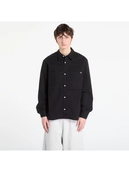 Košile Calvin Klein Jeans Ls Cotton Twill Rela Shirt Black XL černá