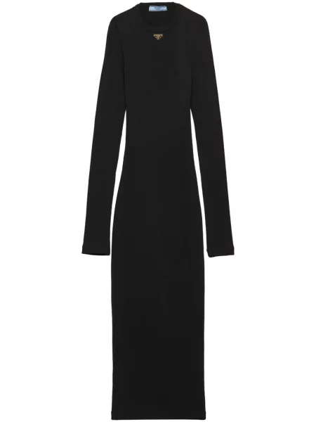 Rochie midi Prada tricotate până la genunchi de costum negru
