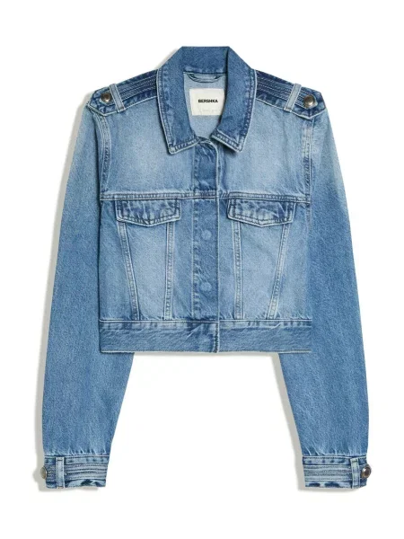 Bershka Geacă de primăvară-toamnă denim albastru