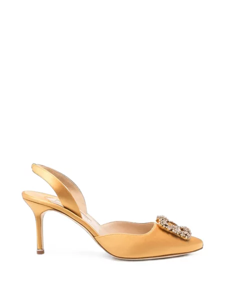 Pantofi cu toc Manolo Blahnik cu cataramă slingback galben