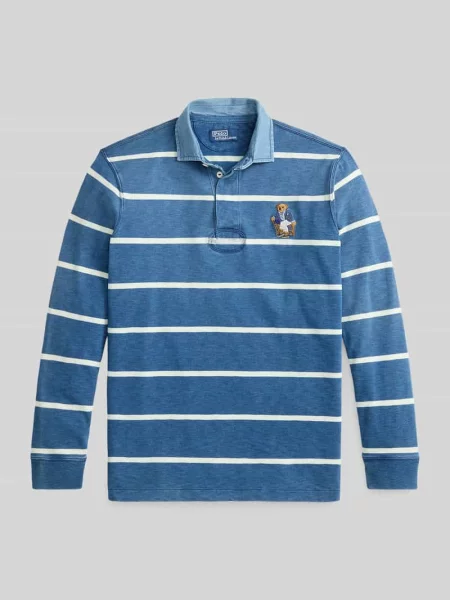 Koszulka polo o kroju regular fit z czystej bawełny z haftem Polo-Bear-Print' Polo Ralph Lauren niebieska