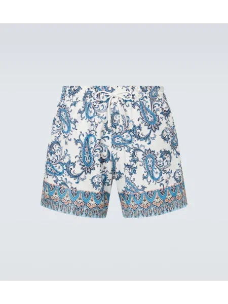 Slip de baie Etro cu model paisley albastru