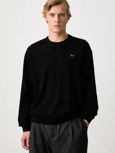 Maison Kitsuné Red Profile Fox pulover din lână pentru bărbați roșu