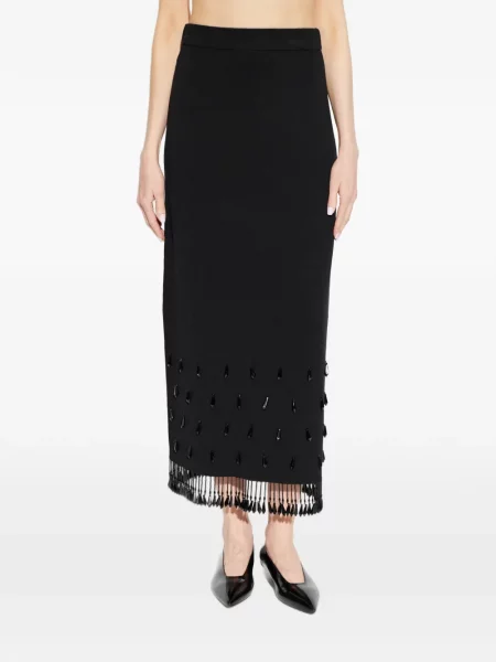 Fusta maxi By Malene Birger cu franjuri negru