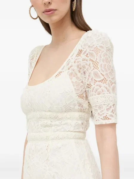 Костюм рокля For Love & Lemons с дантела отворен гръб бяло
