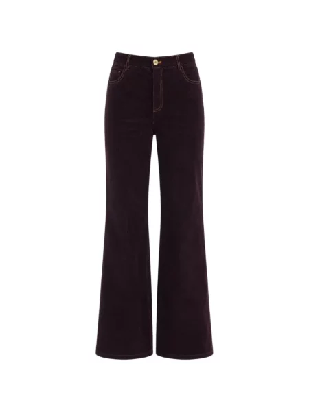 Pantaloni Antik Batik de catifea cord evazate maro