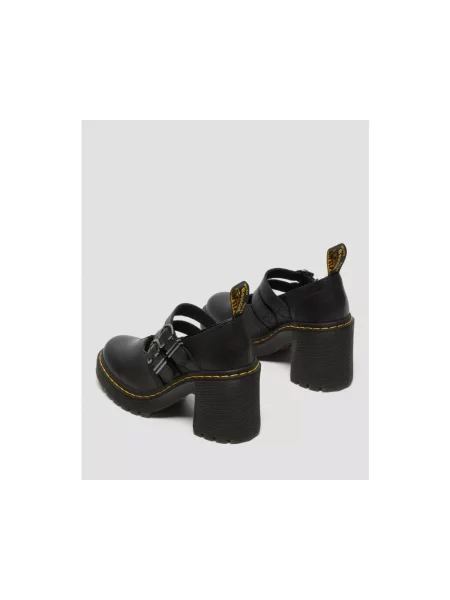Czółenka Dr. Martens skórzana na wysokim obcasie retro czarna
