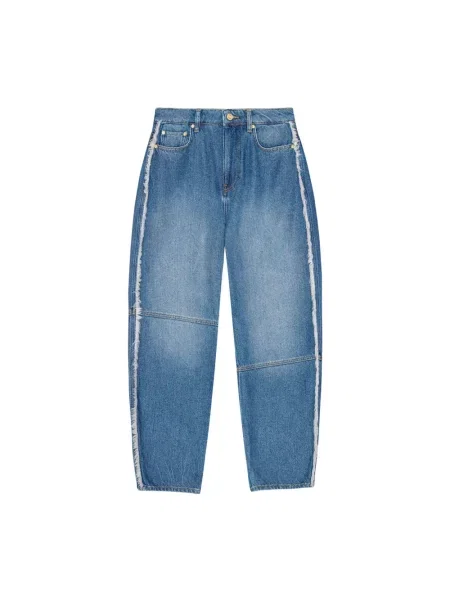 Jeansy Ganni z frędzli niebieskie