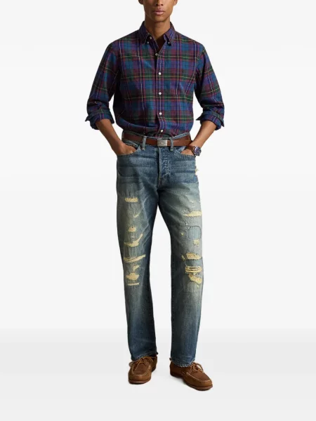 Pletene trčanje hlače Polo Ralph Lauren karirane zelena