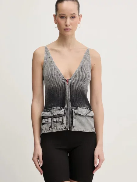 Блуза Diesel M-MELLY KNITWEAR дамска с изчистен дизайн сиво