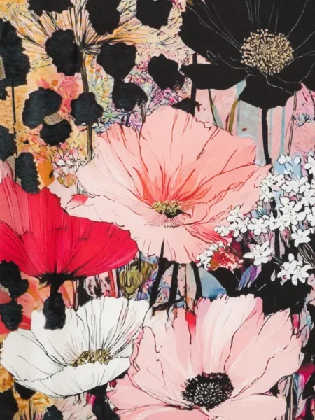Fular D'aniello cu model floral cu imagine roz