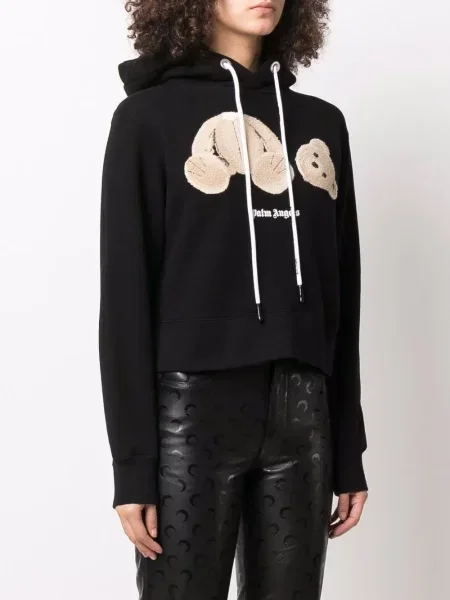 Bluza z kapturem Palm Angels z logo o skróconej długości czarna