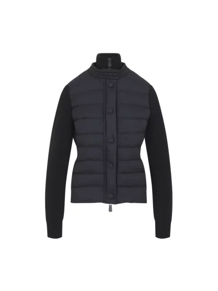 Kardigan Moncler wełniany pikowany czarny