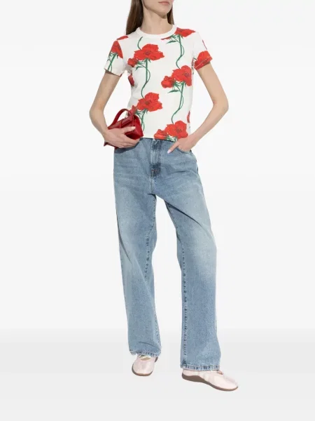 Tricou Kenzo cu model floral cu imagine alb