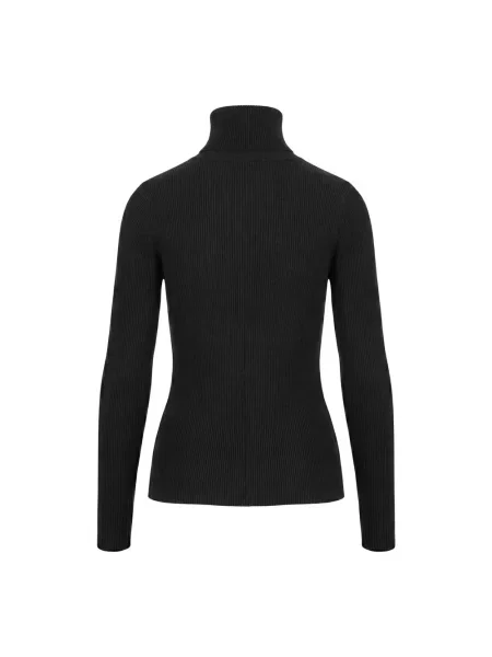 Lniany sweter z golfem Elisabetta Franchi czarny