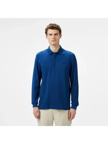 Lacoste Koszulka Polo Smart Paris Z Długim Rękawem I Rozciągliwą Bawełnianą Pique granatowa