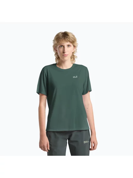 Дамска тениска за трекинг Jack Wolfskin Vonnan sago palm зелено