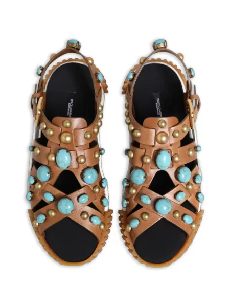 Szegecses szandál Dolce & Gabbana barna