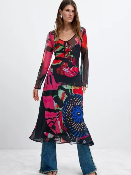 Desigual Šaty M. C. Lacroix zmiešané farby čierna