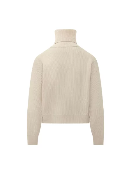 Sweter z golfem Brunello Cucinelli z długim rękawem do golfa beżowy